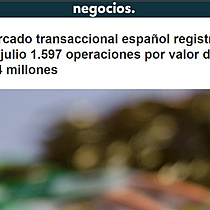 El mercado transaccional espaol registr hasta julio 1.597 operaciones por valor de 69.794 millones